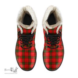 ScotsTee Shop Scottish Maxwell Modern Clan Crest Faux Fur Tartan Leather Boots