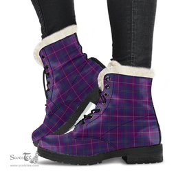 ScotsTee Shop Scottish Pride of Glencoe Clan Faux Fur Tartan Leather Boots