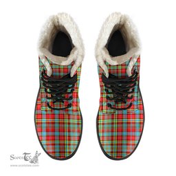 ScotsTee Shop Scottish Ogilvie Clan Crest Faux Fur Tartan Leather Boots