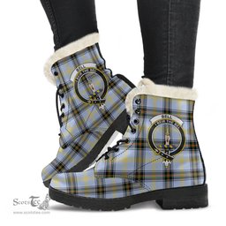 ScotsTee Shop Scottish of the Borders Clan Crest Faux Fur Tartan Leather Boots