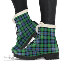 ScotsTee Shop Scottish Murray of Atholl Ancient Clan Faux Fur Tartan Leather Boots