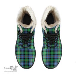 ScotsTee Shop Scottish Murray of Atholl Ancient Clan Faux Fur Tartan Leather Boots