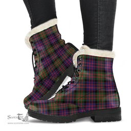 ScotsTee Shop Scottish MacDonald Modern Clan Faux Fur Tartan Leather Boots