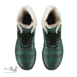 ScotsTee Shop Scottish MacLean Hunting Ancient Clan Crest Faux Fur Tartan Leather Boots