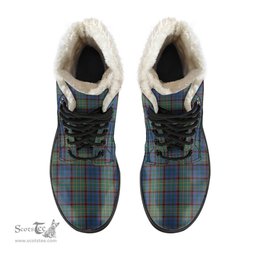 ScotsTee Shop Scottish Nicolson Hunting Ancient Clan Crest Faux Fur Tartan Leather Boots