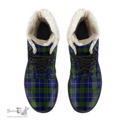 ScotsTee Shop Scottish MacLeod of Harris Modern Clan Crest Faux Fur Tartan Leather Boots