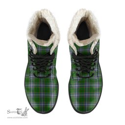 ScotsTee Shop Scottish Pringle Clan Crest Faux Fur Tartan Leather Boots