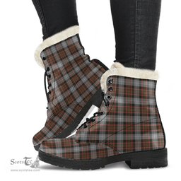 ScotsTee Shop Scottish MacRae Hunting Weathered Clan Faux Fur Tartan Leather Boots