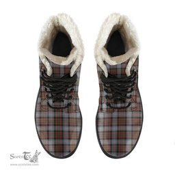 ScotsTee Shop Scottish MacRae Hunting Weathered Clan Faux Fur Tartan Leather Boots