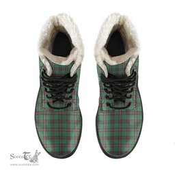 ScotsTee Shop Scottish MacKinnon Hunting Ancient Clan Faux Fur Tartan Leather Boots