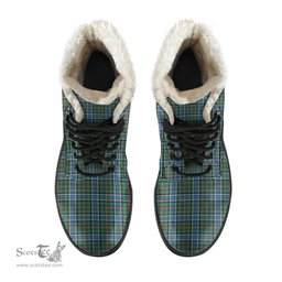 ScotsTee Shop Scottish Ogilvie Hunting Ancient Clan Crest Faux Fur Tartan Leather Boots