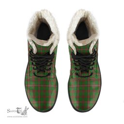 ScotsTee Shop Scottish MacKinnon Hunting Modern Clan Faux Fur Tartan Leather Boots