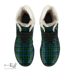 ScotsTee Shop Scottish MacKay Modern Clan Crest Faux Fur Tartan Leather Boots