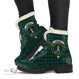 ScotsTee Shop Scottish MacKay Modern Clan Crest Faux Fur Tartan Leather Boots