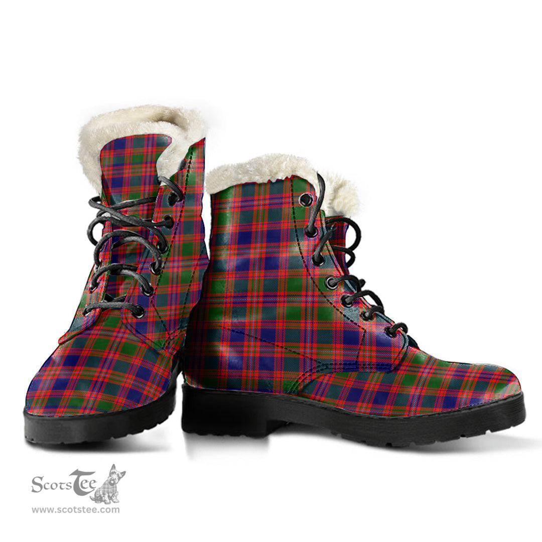 ScotsTee Shop Scottish MacIntyre Modern Clan Faux Fur Tartan Leather Boots