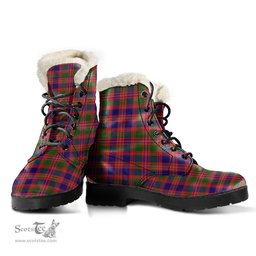ScotsTee Shop Scottish MacIntyre Modern Clan Faux Fur Tartan Leather Boots
