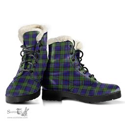 ScotsTee Shop Scottish Newman Clan Faux Fur Tartan Leather Boots