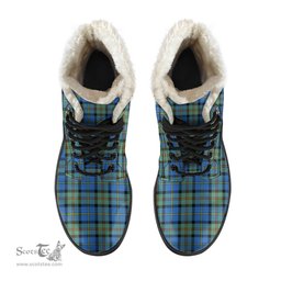 ScotsTee Shop Scottish MacLeod of Harris Ancient Clan Crest Faux Fur Tartan Leather Boots