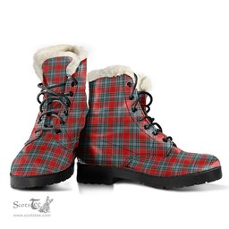 ScotsTee Shop Scottish MacLeay Clan Faux Fur Tartan Leather Boots