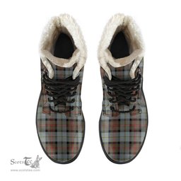 ScotsTee Shop Scottish MacLeod of Harris Weathered Clan Faux Fur Tartan Leather Boots