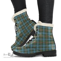 ScotsTee Shop Scottish Paisley District Clan Faux Fur Tartan Leather Boots