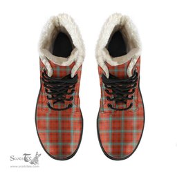 ScotsTee Shop Scottish Morrison Red Ancient Clan Faux Fur Tartan Leather Boots