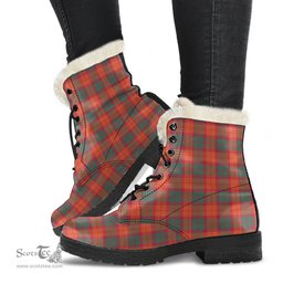 ScotsTee Shop Scottish MacNab Ancient Clan Faux Fur Tartan Leather Boots
