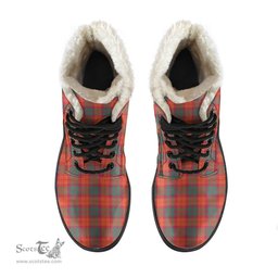 ScotsTee Shop Scottish MacNab Ancient Clan Faux Fur Tartan Leather Boots