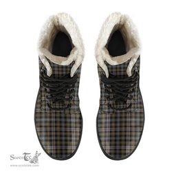 ScotsTee Shop Scottish MacKenzie Weathered Clan Crest Faux Fur Tartan Leather Boots