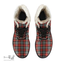 ScotsTee Shop Scottish MacLachlan Weathered Clan Crest Faux Fur Tartan Leather Boots