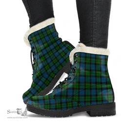 ScotsTee Shop Scottish MacKay Modern Clan Faux Fur Tartan Leather Boots