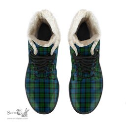 ScotsTee Shop Scottish MacKay Modern Clan Faux Fur Tartan Leather Boots