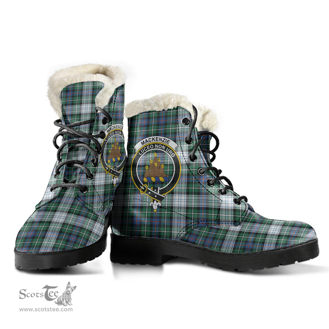 ScotsTee Shop Scottish MacKenzie Dress Ancient Clan Crest Faux Fur Tartan Leather Boots