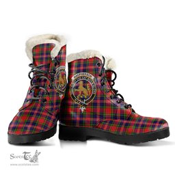 ScotsTee Shop Scottish MacPherson Modern Clan Crest Faux Fur Tartan Leather Boots