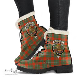 ScotsTee Shop Scottish MacGregor Ancient Clan Crest Faux Fur Tartan Leather Boots