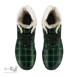 ScotsTee Shop Scottish MacArthur Modern Clan Crest Faux Fur Tartan Leather Boots