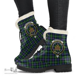 ScotsTee Shop Scottish MacKenzie Modern Clan Crest Faux Fur Tartan Leather Boots