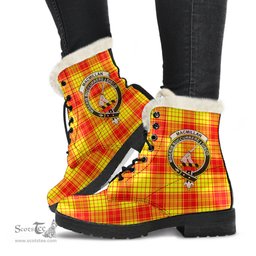 ScotsTee Shop Scottish MacMillan Clan Clan Crest Faux Fur Tartan Leather Boots