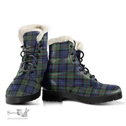 ScotsTee Shop Scottish MacPhedran Clan Faux Fur Tartan Leather Boots