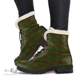 ScotsTee Shop Scottish Maxwell Hunting Clan Faux Fur Tartan Leather Boots