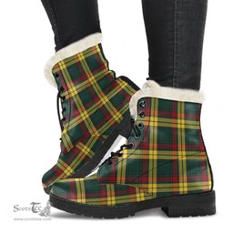 ScotsTee Shop Scottish MacMillan Old Modern Clan Faux Fur Tartan Leather Boots