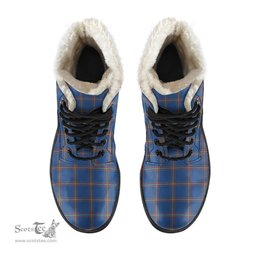 ScotsTee Shop Scottish MacLaine of Loch Buie Hunting Ancient Clan Crest Faux Fur Tartan Leather Boots
