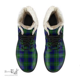 ScotsTee Shop Scottish Oliphant Modern Clan Faux Fur Tartan Leather Boots