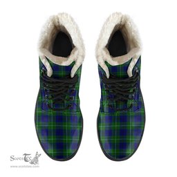 ScotsTee Shop Scottish Oliphant Modern Clan Crest Faux Fur Tartan Leather Boots