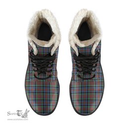 ScotsTee Shop Scottish MacDuff Hunting Ancient Clan Crest Faux Fur Tartan Leather Boots