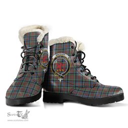 ScotsTee Shop Scottish MacDuff Hunting Ancient Clan Crest Faux Fur Tartan Leather Boots