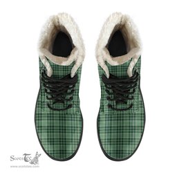 ScotsTee Shop Scottish MacDonald Lord of the Isles Hunting Clan Crest Faux Fur Tartan Leather Boots