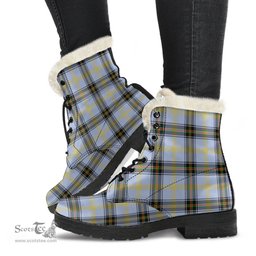 ScotsTee Shop Scottish of the Borders Clan Faux Fur Tartan Leather Boots