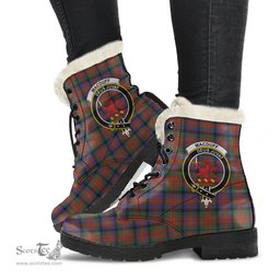 ScotsTee Shop Scottish MacDuff Hunting Modern Clan Crest Faux Fur Tartan Leather Boots