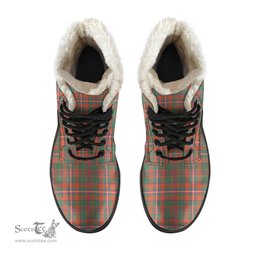 ScotsTee Shop Scottish MacKinnon Ancient Clan Crest Faux Fur Tartan Leather Boots